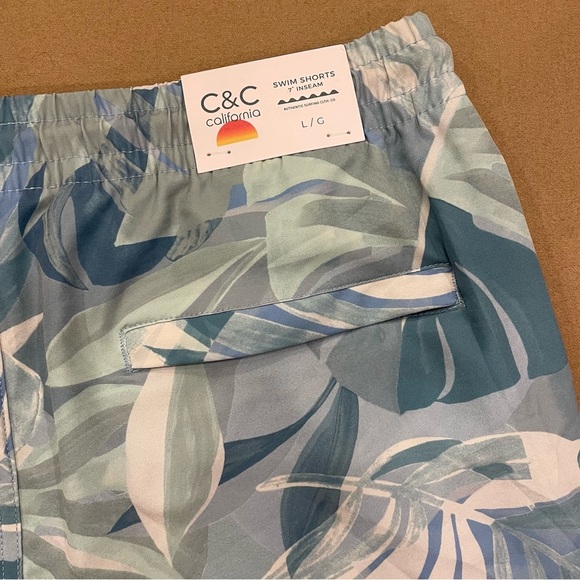 Men’s C&C California Boxer Brief Lined Tropical Print Swim Trunks Size Large New - Picture 6 of 13